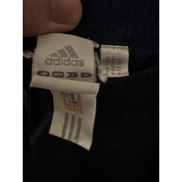 Adidas L Navy Shell Windbreaker Vintage Track Pants Wide Zip Ankle - Picture 5 of 6